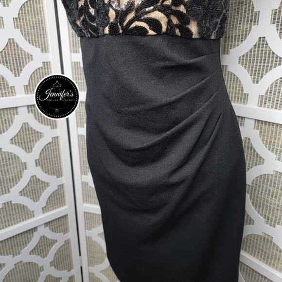 Alex Evenings Black Petite Short Empire Waist Sequin Bodice Sheath Dress 12P - Picture 6 of 16